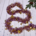 Мишура 2м 8см «Звезда», Фиолетовый/золото