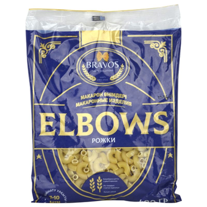 Макароны BRAVOS ELBOWS рожки №1 400 гр/пач