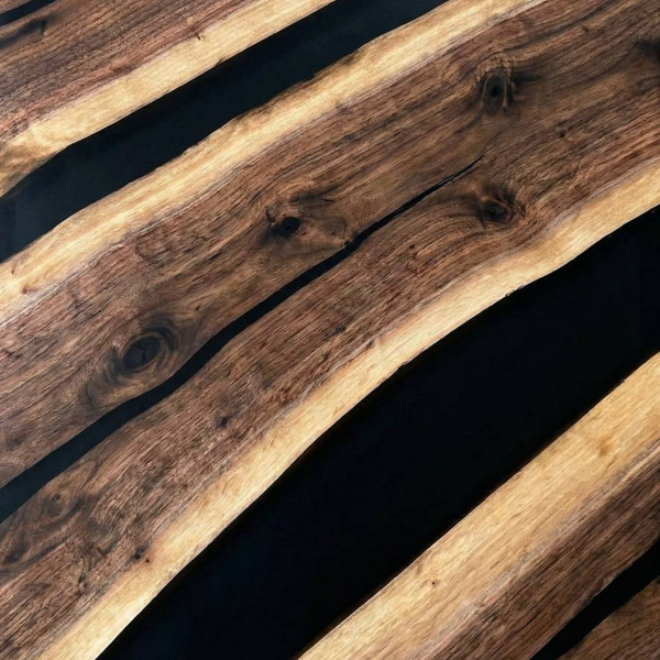 Стол «Диагональ» (Термоорех + Черный матовый эпоксид)