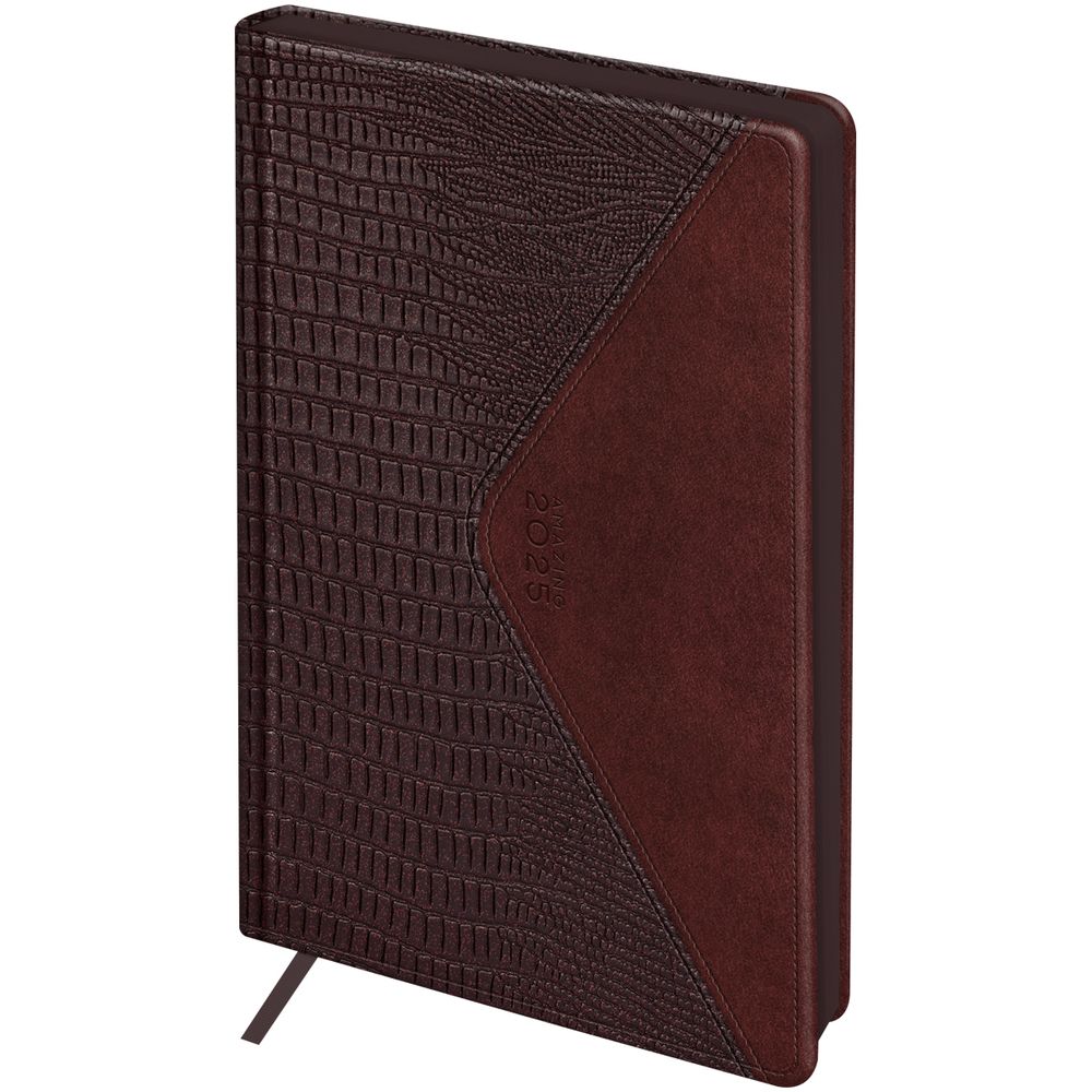 Ежедневник 2025г. А5, BG Reptile. Burgundy, кожзам, коричневый, цветной срез, 176л