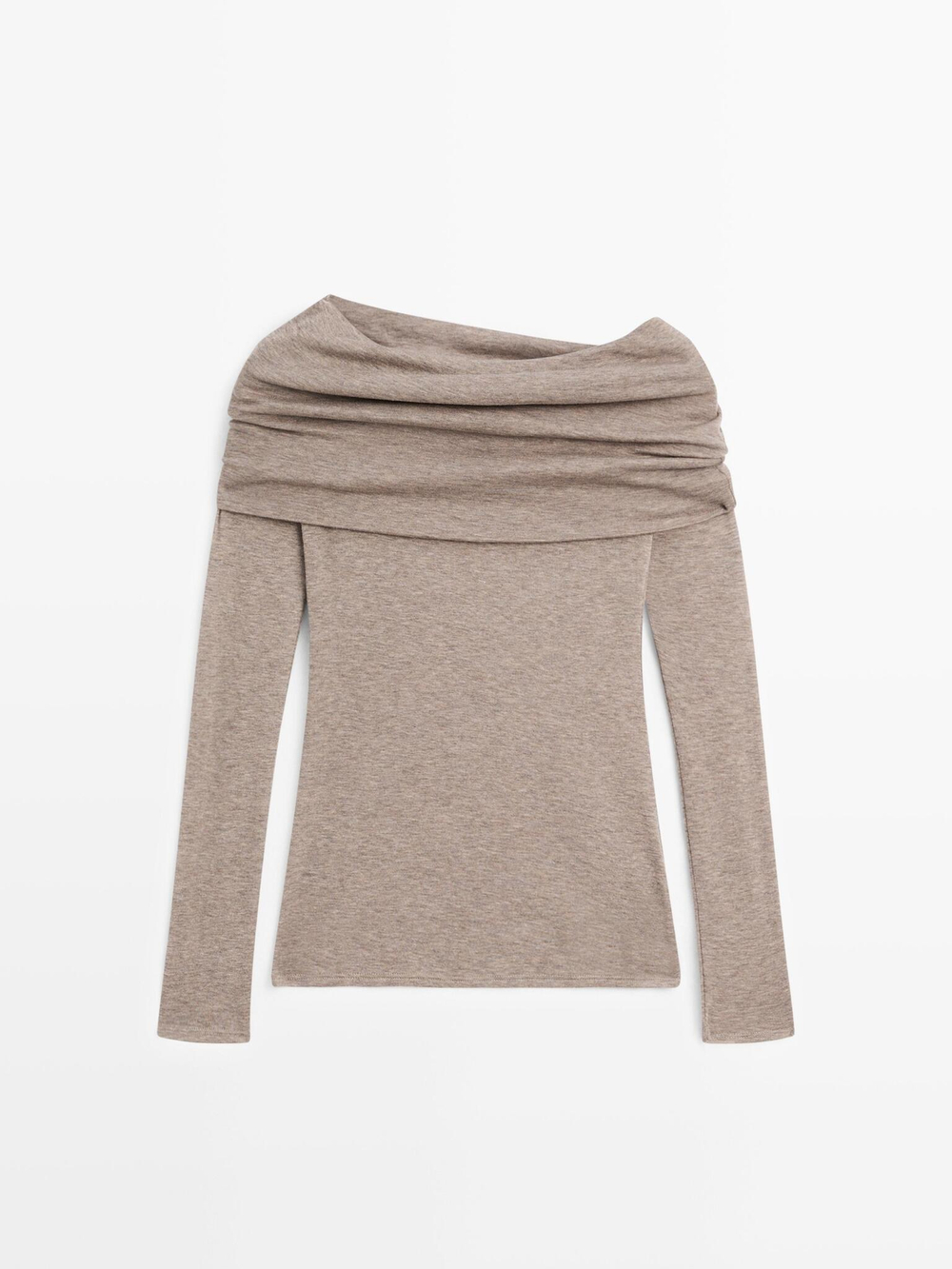 Massimo Dutti Футболка без бретелей с длинными рукавами, норка