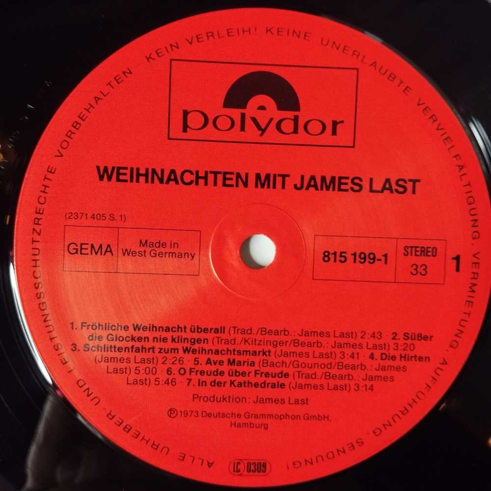 Винтажная виниловая пластинка LP Джеймс Ласт Weihnachten Mit James Last (Germany 1983) Die Hirten