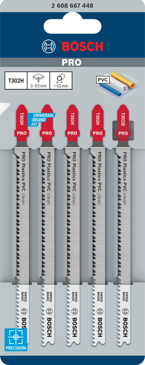 Пилка для лобзика по ПВХ 132 мм, T302H BOSCH 2608667448