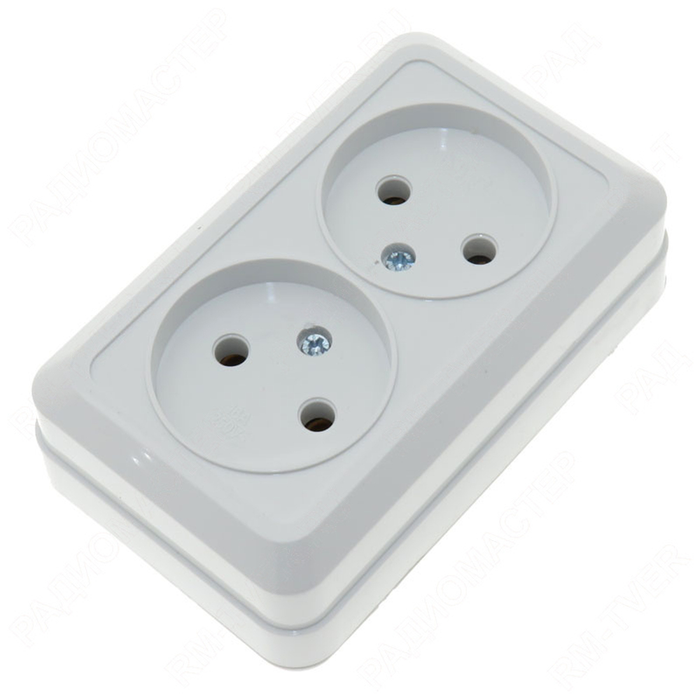 Двойная розетка без заземления, белая UNIVersal