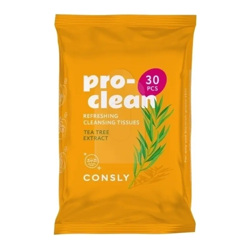 Салфетки для лица мицеллярные с экстрактом чайного дерева CONSLY Pro-Clean Tea Tree Extract 30 шт
