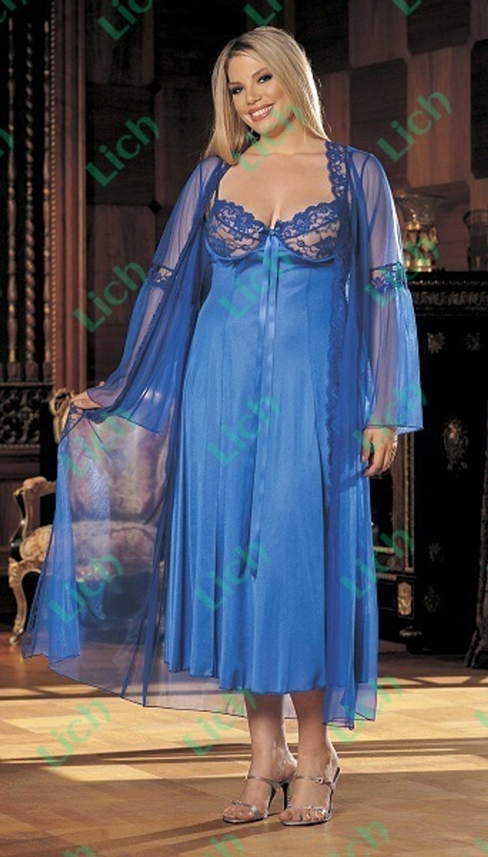 Длинная сорочка с пеньюаром