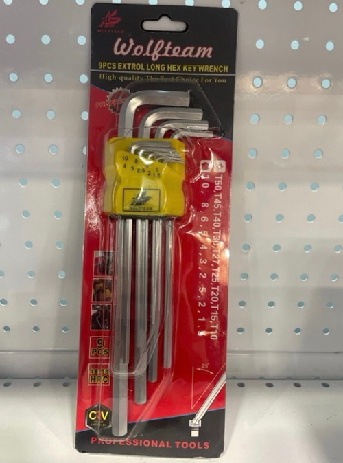 Набор (220 мм) ключей шестигранных, без шара, CrV, 1.5 - 10 мм, 9 шт. (HLJ-003 RED)