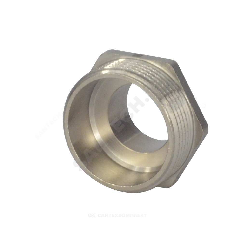 Ниппель латунь никель переходной Ду 20х15 (3/4"х1/2") НР SantechSystems