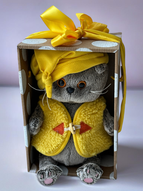 Мягкая игрушка "Басик Baby в шапочке и меховом жилете", 20 см