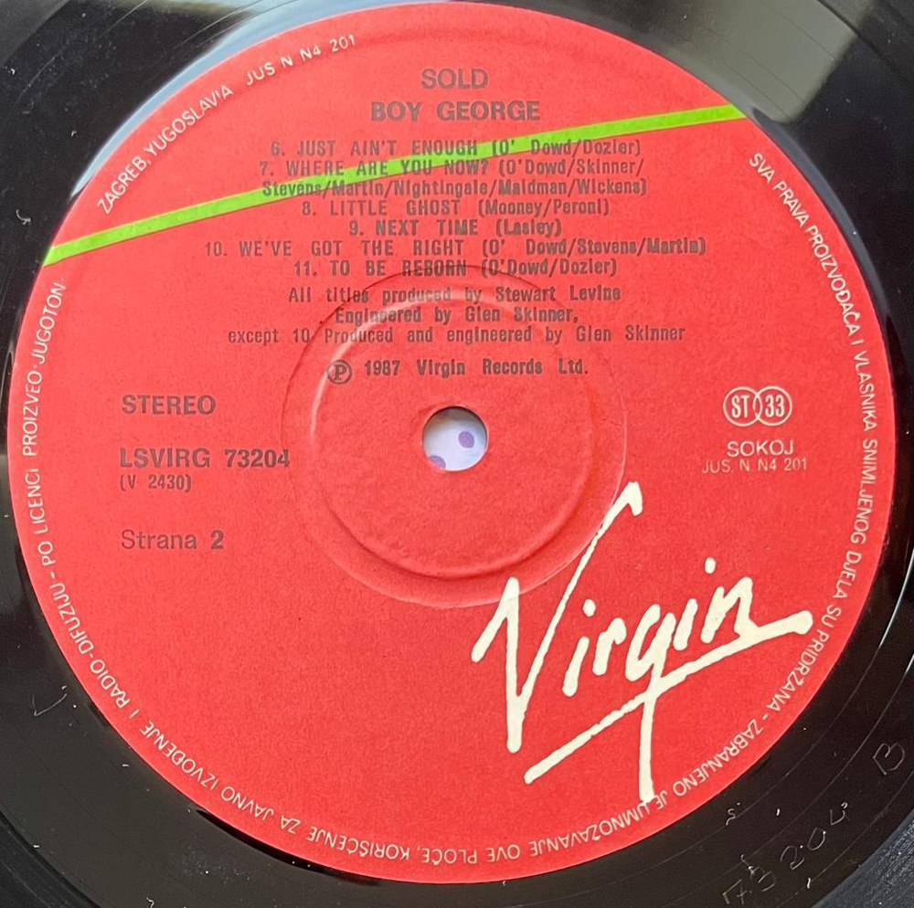 Boy George- Sold (Югославия 1987г.)
