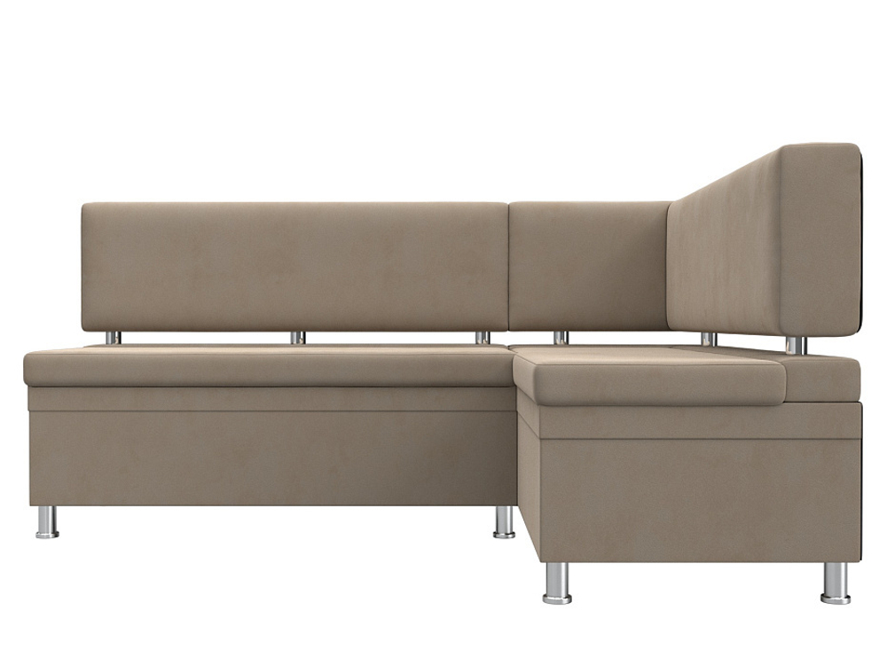 Диван кухонный угловой Стайл правый угол, Бежевый, Велюр, 111658