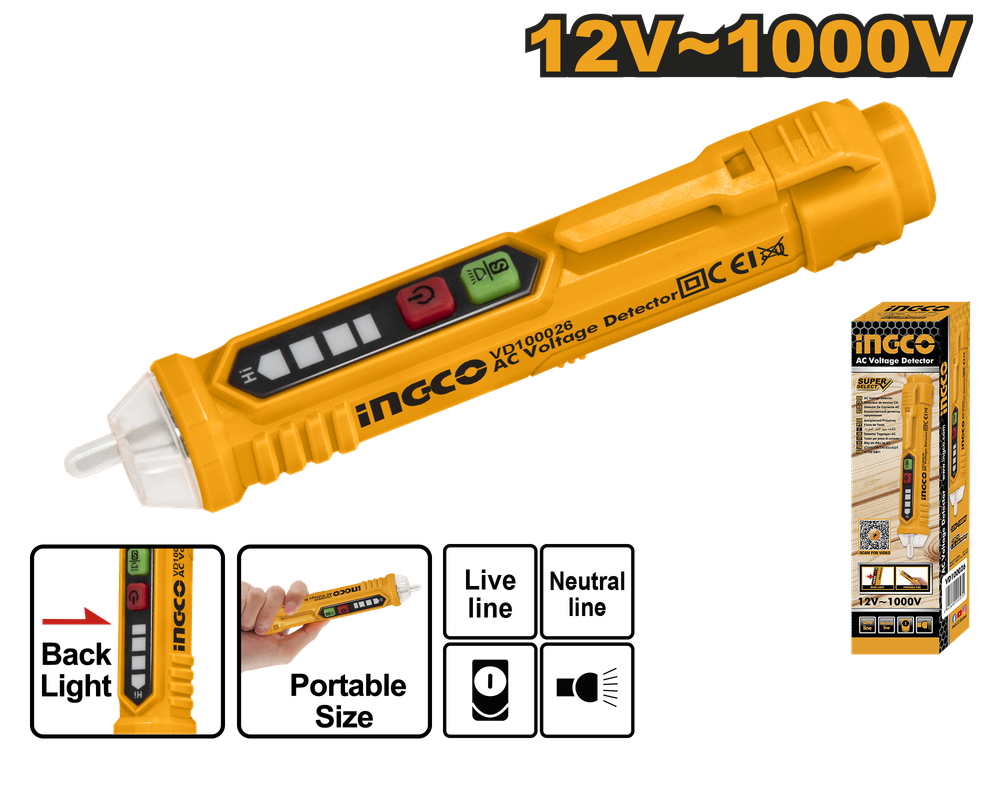 Отвертка индикаторная бесконтактная INGCO VD100026 1000 В