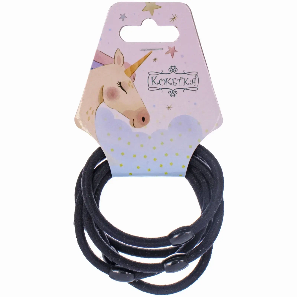 Резинки для волос в наборе, 5шт «МАРЦИПАН», бусинка, цвет черный, d-5,5см (Подвес Единорог)●