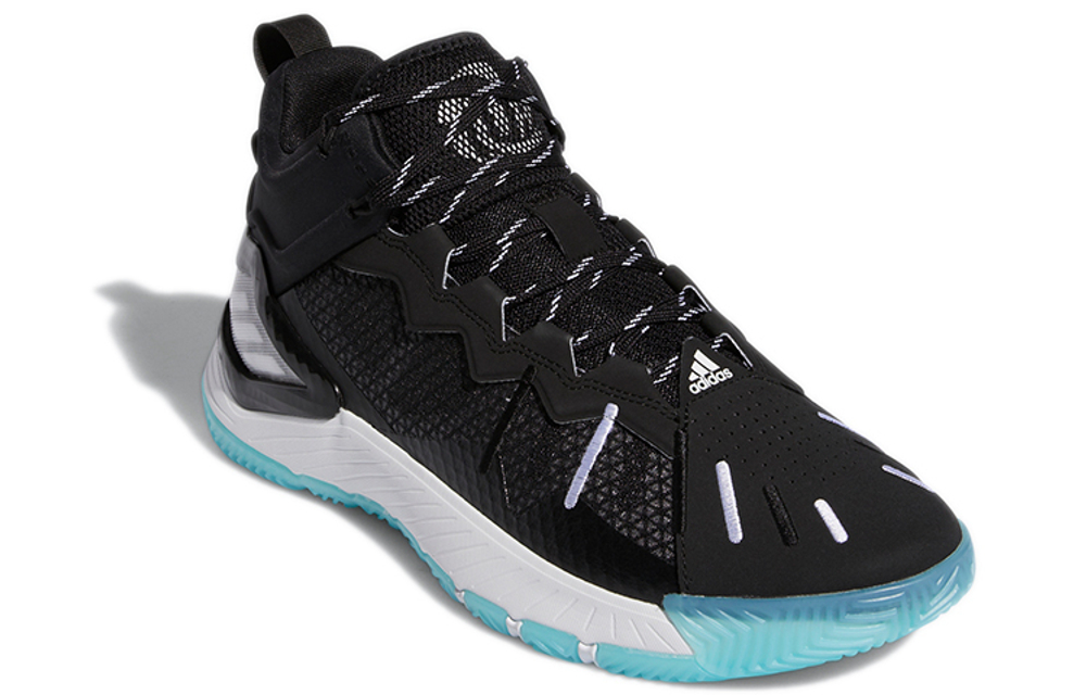 Adidas D Rose Son of Chi round head lace-up fabric shock absorption, non-slip and wear-resistant mid-top actual combat basketball shoes men's night sky black