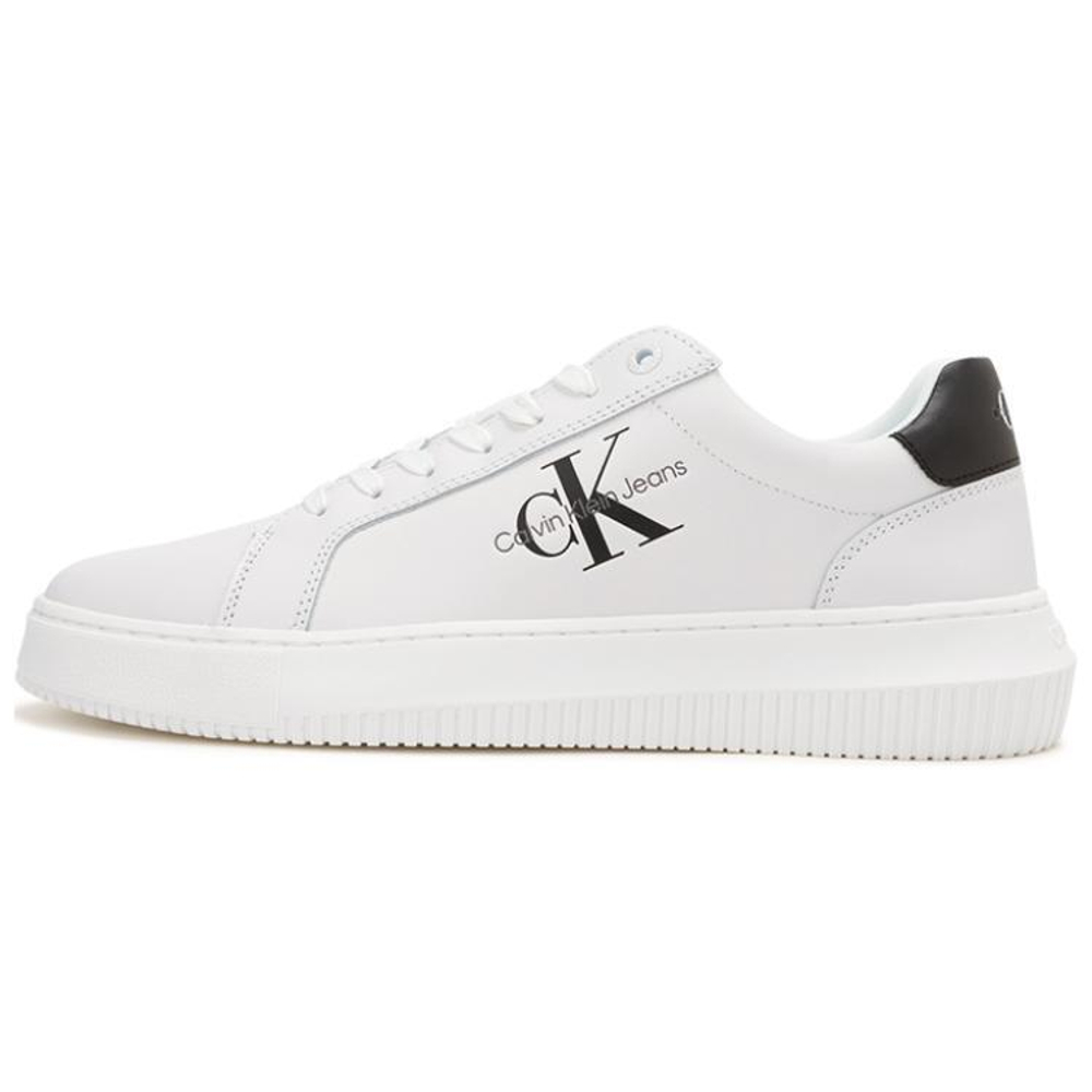 CK/Calvin Klein cowhide leather printed simple low-top sneakers men's white and black