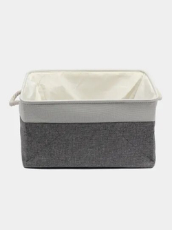 Корзина текстильная для хранения, вещей, белья, игрушек, документов, кофр 36х26х16см, серая