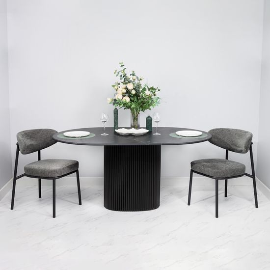 Стул Lucas 2 серый шенилл с чёрными ножками