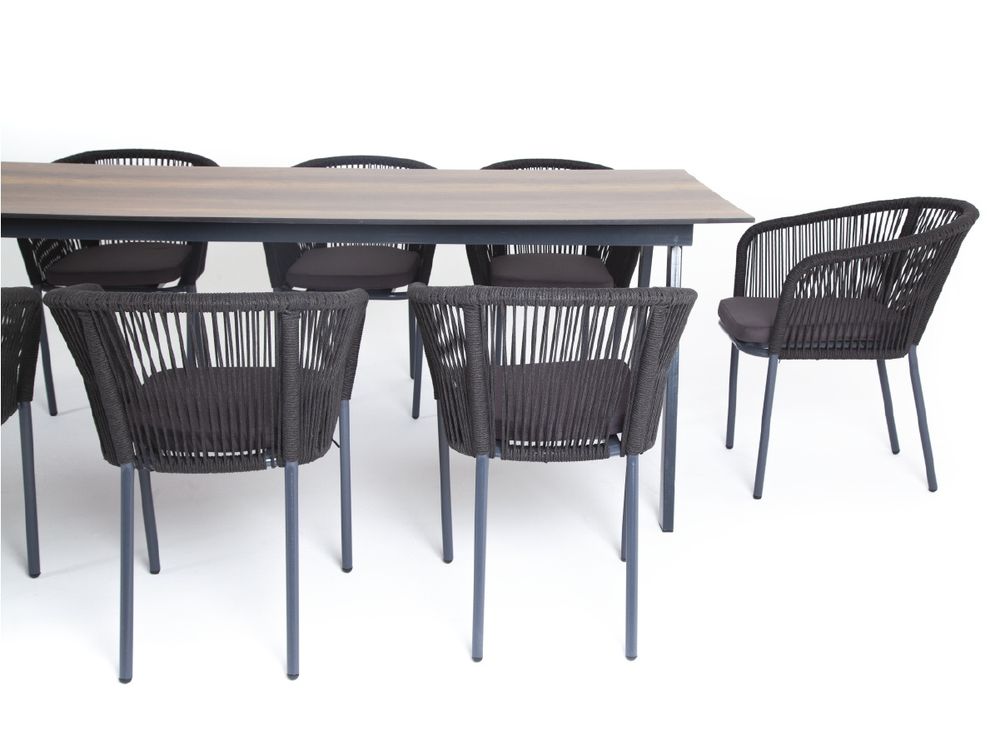 "Куба" обеденная группа на 10 персон, стол HPL "дуб", круглый роуп