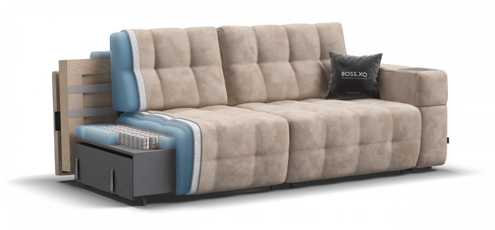 Диван Босс ХО Велюр Алькантара пепел