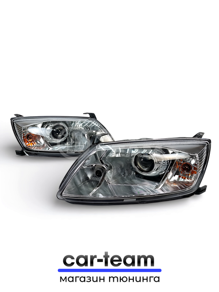 Фары на Лада Гранта передние с Bi LED модулями 3.0 дюйма, хром маска (под ключ)