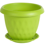 Горшок для цветов пластиковый 0,9л d-14см «Розетта» c поддоном зеленый С125ЗЕЛ