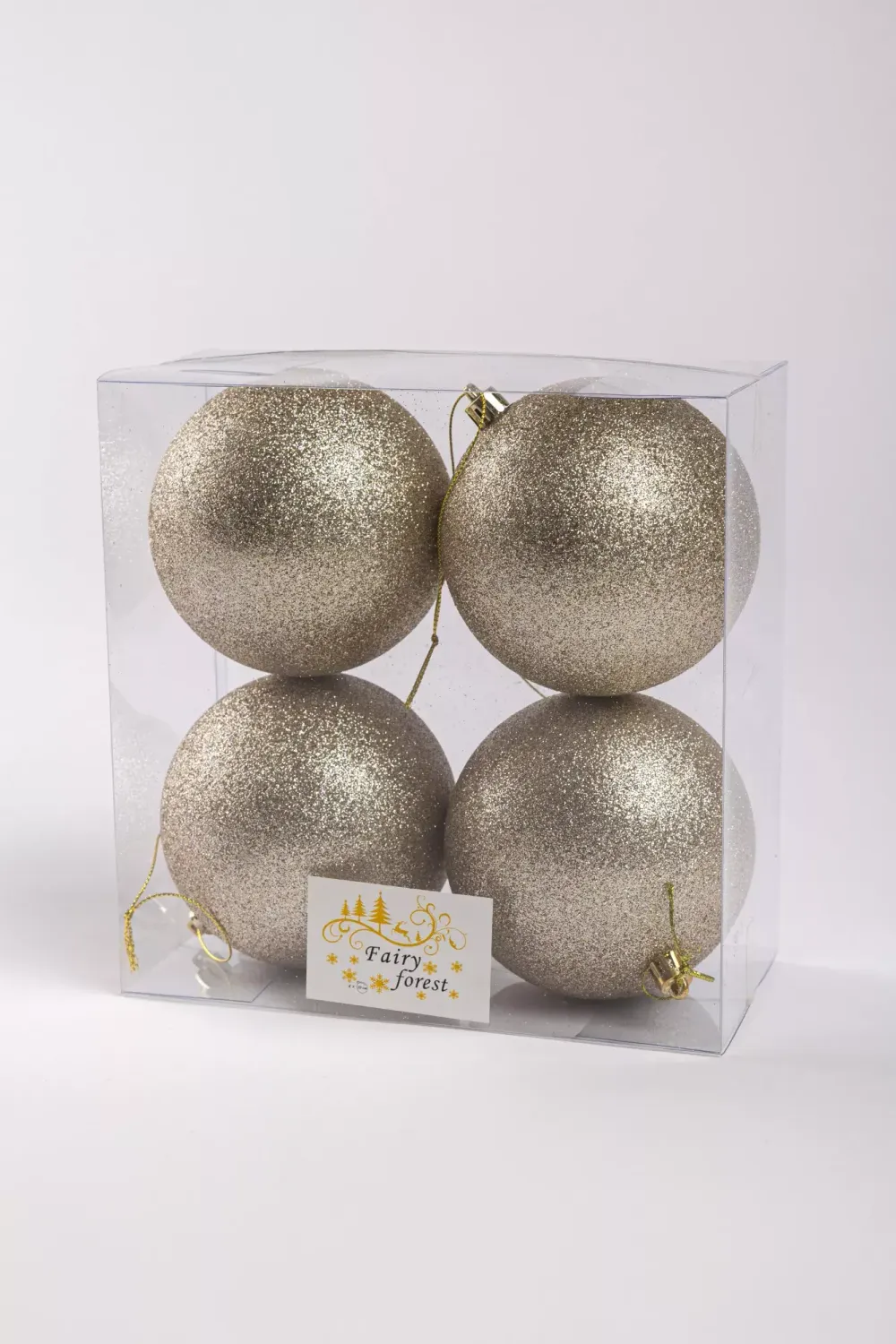 Набор новогодних шаров (4 шт) - глиттер