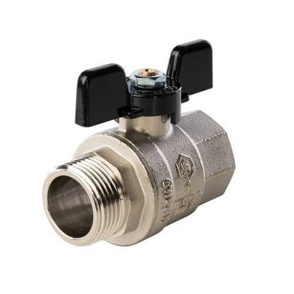 Кран шаровой полнопроходной STOUT - 3/4&quot; (НР/ВР, PN40, Tmax 150°С, ручка-бабочка черная)