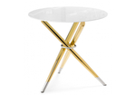 Стол стеклянный Woodville Rock 80х75 white, gold