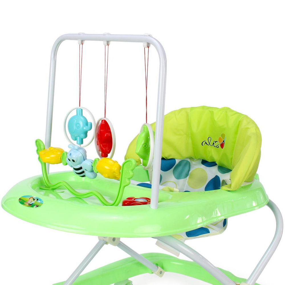 Ходунки "BUGGY C", зеленый, 6 силик. колес, муз. (Alis)