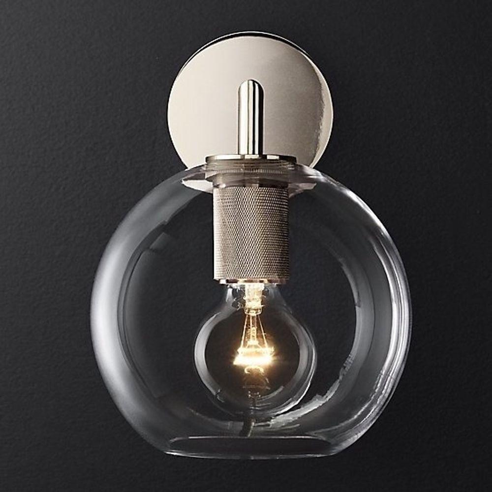 Бра Rh Utilitaire Globe Shade Single Sconce Silver By Imperiumloft