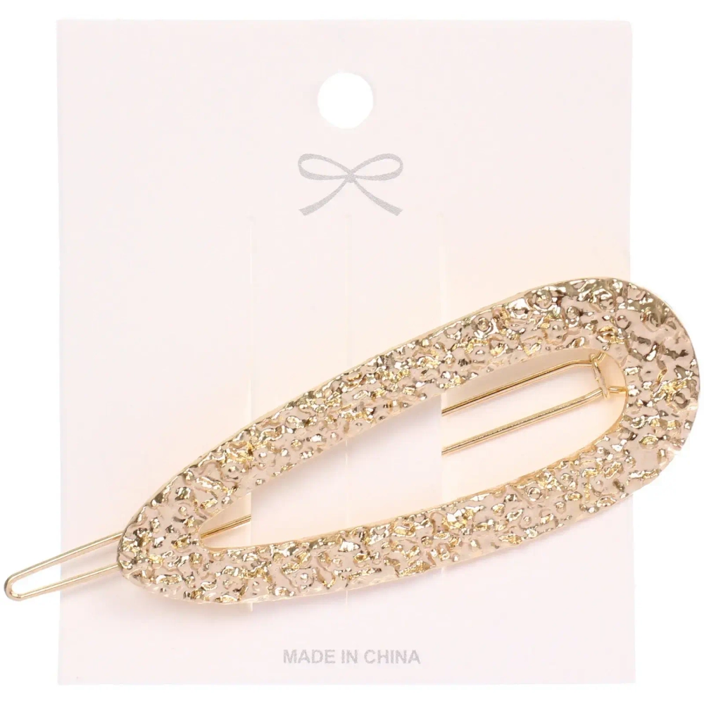 Зажим для волос на блистере «АТЛАНТА», овал, цвет золото, 6.5*2.5см (пакет с подвесом)