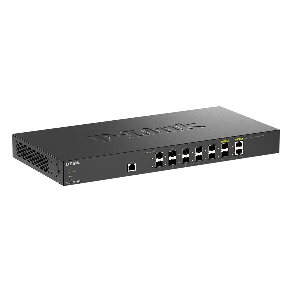 Коммутатор D-Link DXS-1210-12SC / B1A PROJ Настраиваемый L2+ коммутатор с 10 портами 10GBase-X SFP+ и 2 комбо-портами 10GBase-T / SFP+