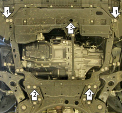 Защита стальная 2 мм двигателя и кпп для Toyota Avensis; Auris; Corolla; Verso Motodor.72509