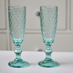 Бокал стеклянный бирюзовый 1 шт, D6,5 x H19.5 см