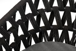 "Диего" стул плетеный из роупа, основание дуб, каркас из стали темно-серый (RAL7024) муар, роуп темно-серый круглый, ткань серая