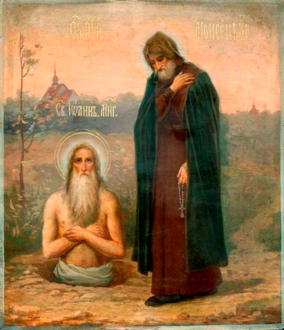Икона святые Иоанн Многострадальный и Моисей Угрин на дереве на левкасе