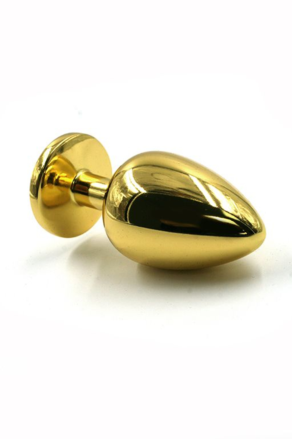 Золотистая алюминиевая анальная пробка с ярко-розовым кристаллом - 7 см. (Цвет: розовый)