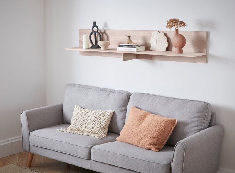 Полка настенная 160х30х25, Виби, для книг, кухни, в комнату, в стиле лофт, массив дуба, Dipriz