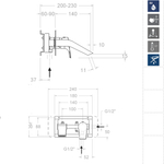 Встраиваемый смеситель для раковины с каскадным изливом URBAN CHIC 212001NM черный