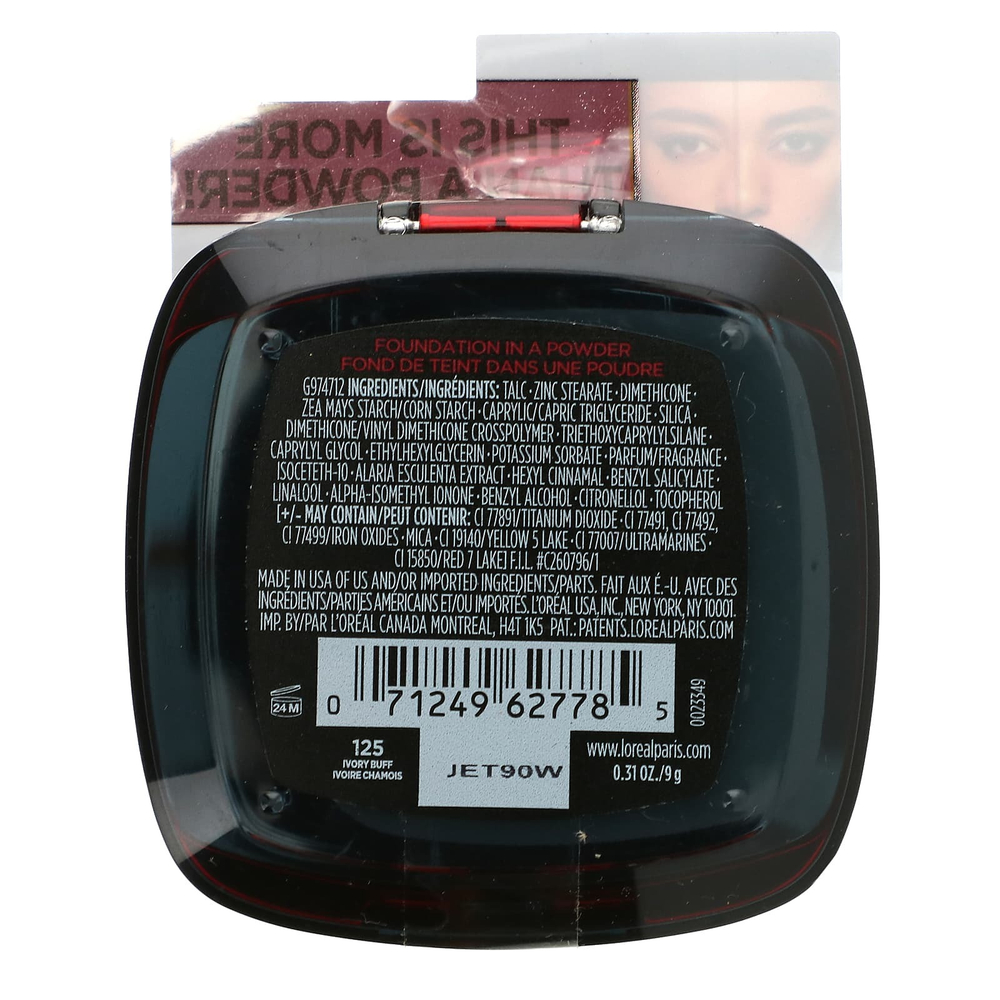 L'Oréal, Infallible 24H Fresh Wear, тональная основа в порошке, 125 цвет слоновой кости, 9 г (0,31 унции)