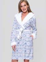 Оригинальный теплый халат с цветным принтом (Размер: S) (Цвет: белый)