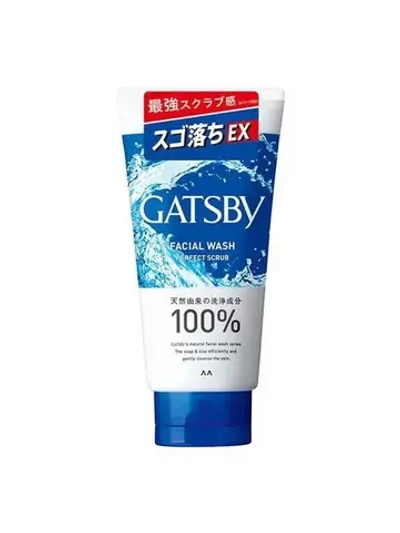 Mandom Мужская скрабирующая крем-пенка "Men’s Gatsby Perfect Scrub" для умывания и смягчения склонной к шелушению кожи (с суперохлаждающим эффектом) 130 г