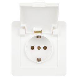 Розетка Intro Style 7-203-01 с заземлением 2P+E Schuko с крышкой, 16А-250В, IP20, СУ, белый | Intro