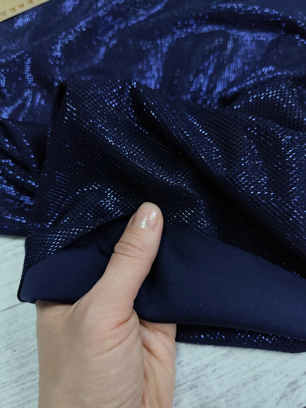 Трикотаж люрекс / Т.синий