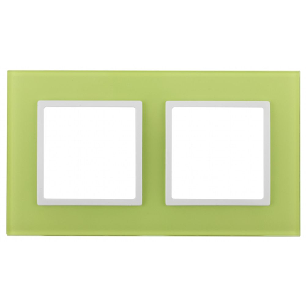 14-5102-26 ЭРА Рамка на 2 поста, стекло, Эра Elegance, лайм+бел
