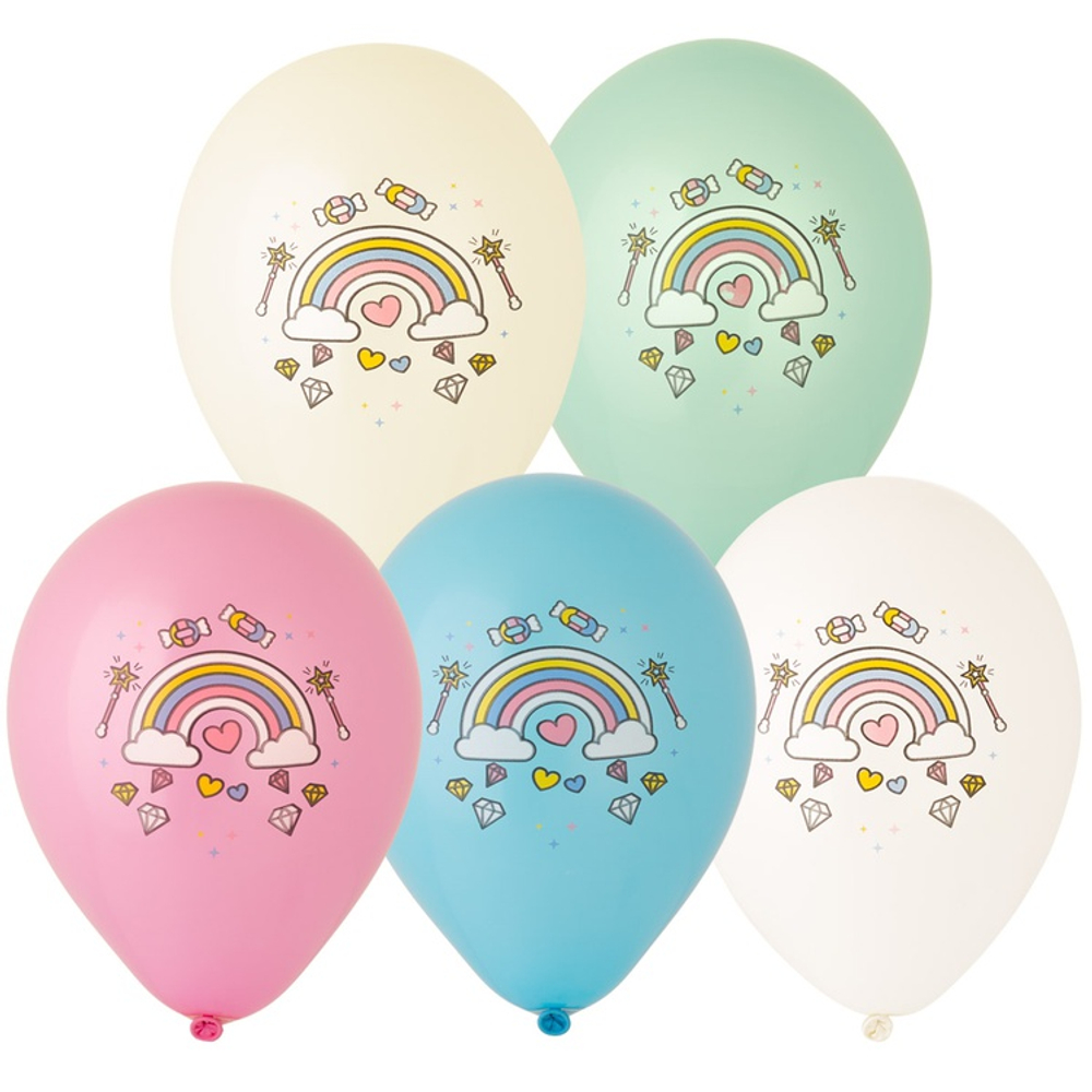 Шар латексный 30см Единорог Радуга (Ассорти)