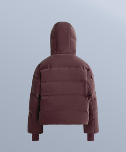 OYSHO Водостойкий пуховик из атласа Minardi Piume SKI, темно-винный