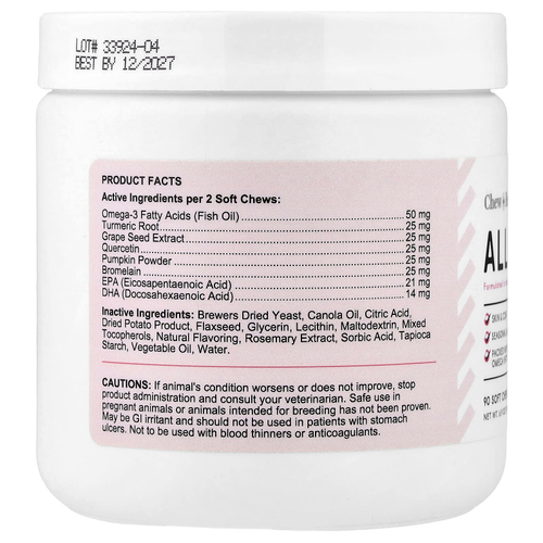 Chew + Heal, Средство от аллергии, для собак, 90 жевательных таблеток, 198 г (6,9 унции)