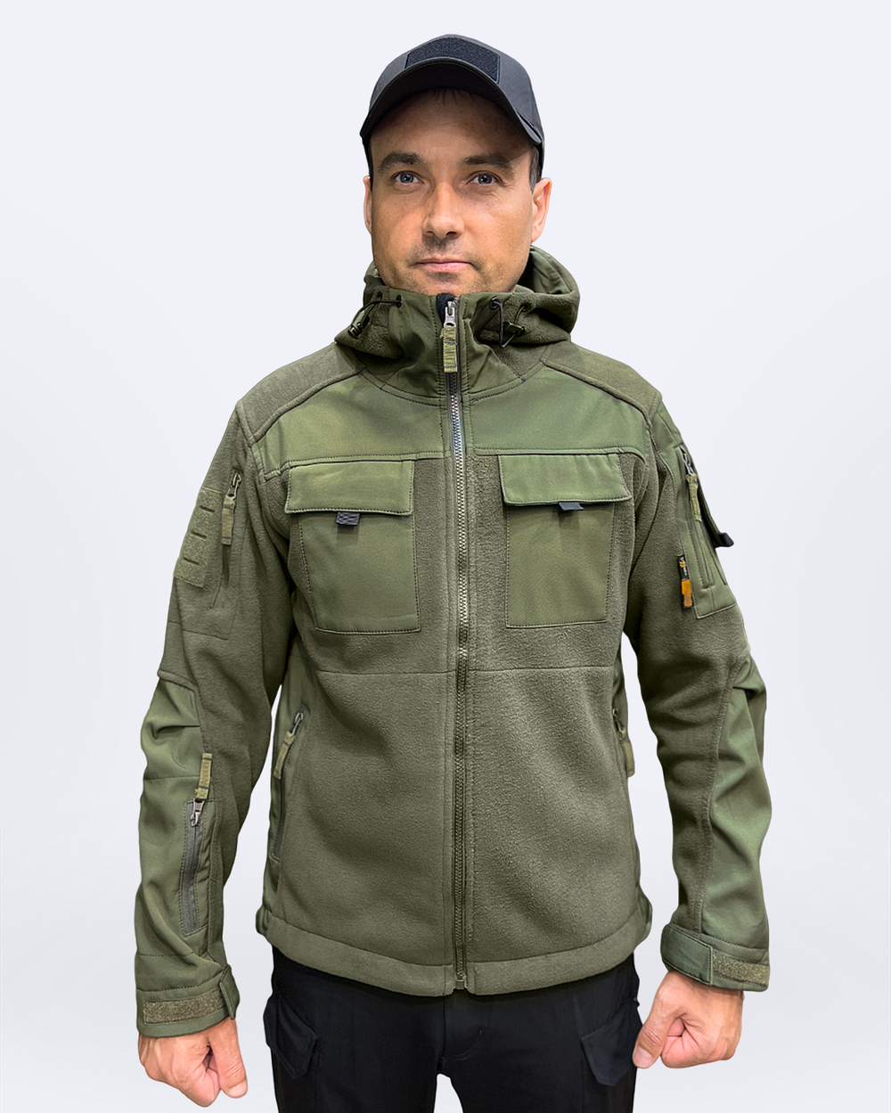 Флисовая кофта с капюшоном, Олива