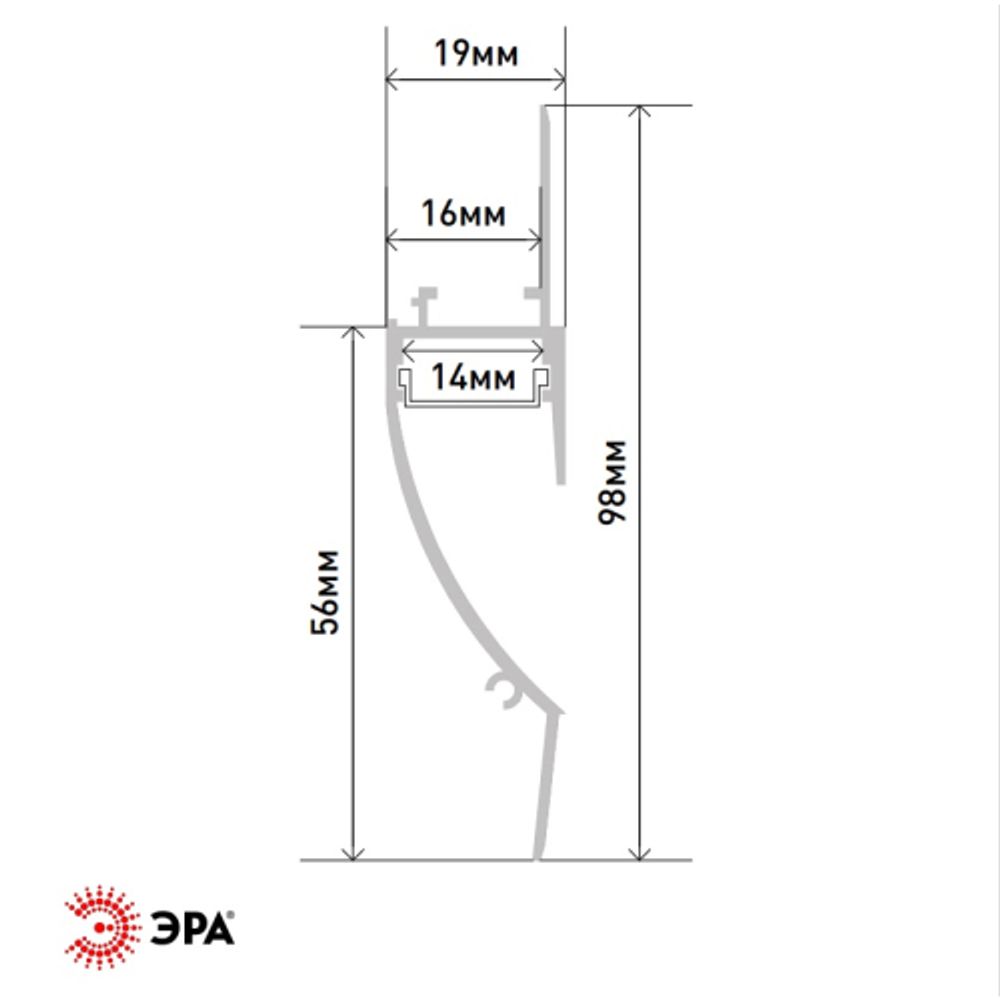 Комплект с анодированным профилем под штукатурку ЭРА 9818 98х18,8мм 2,5м